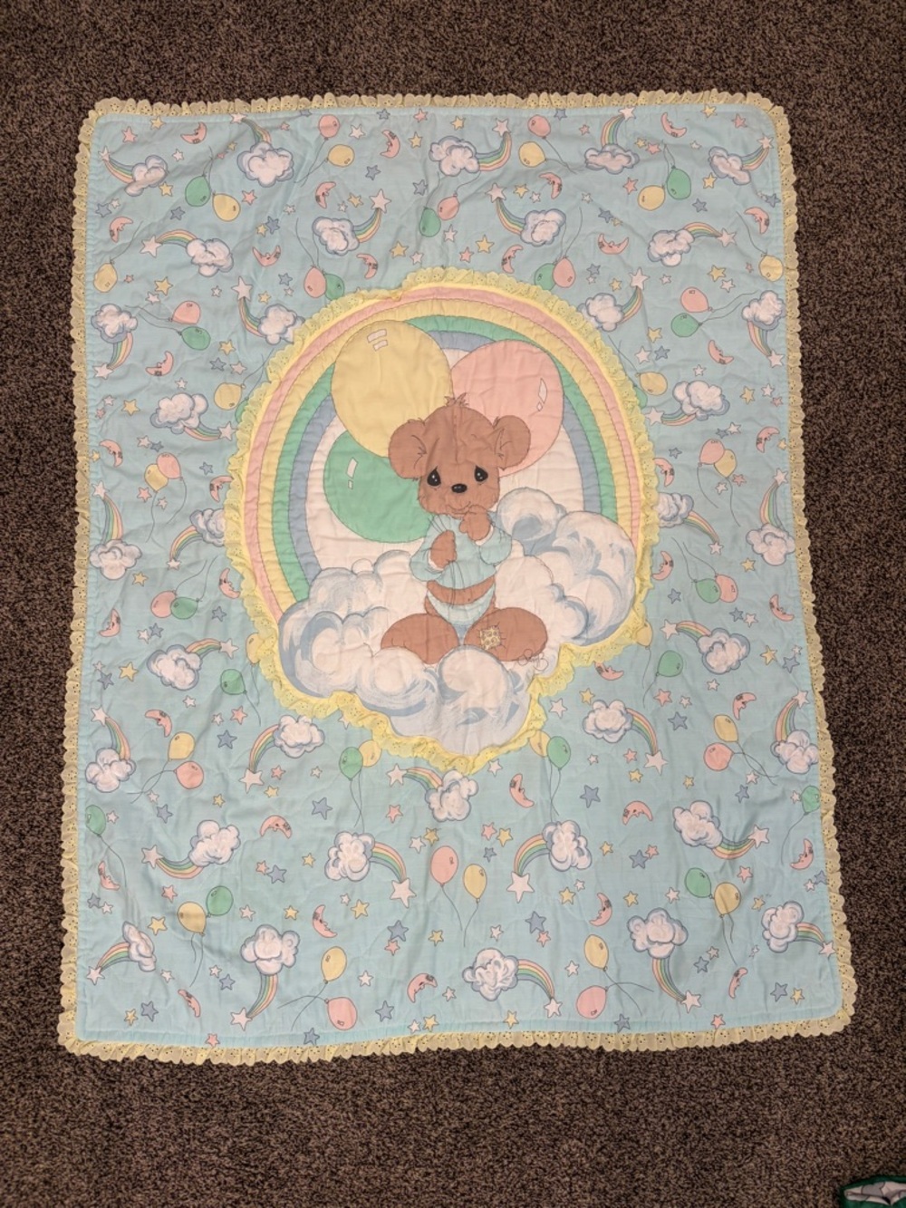 Pastel Teddy Bear Rainbow Baby Quilt